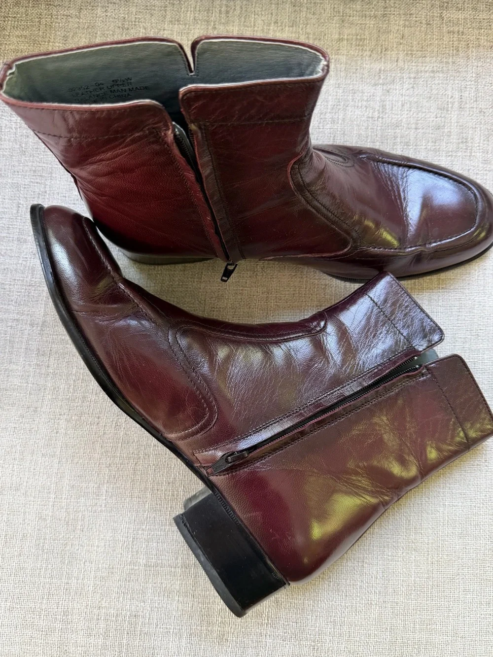 BOTANY 500 Men's Leather Ankle Brown Boots - Burgundy Size 9.5W 02952
